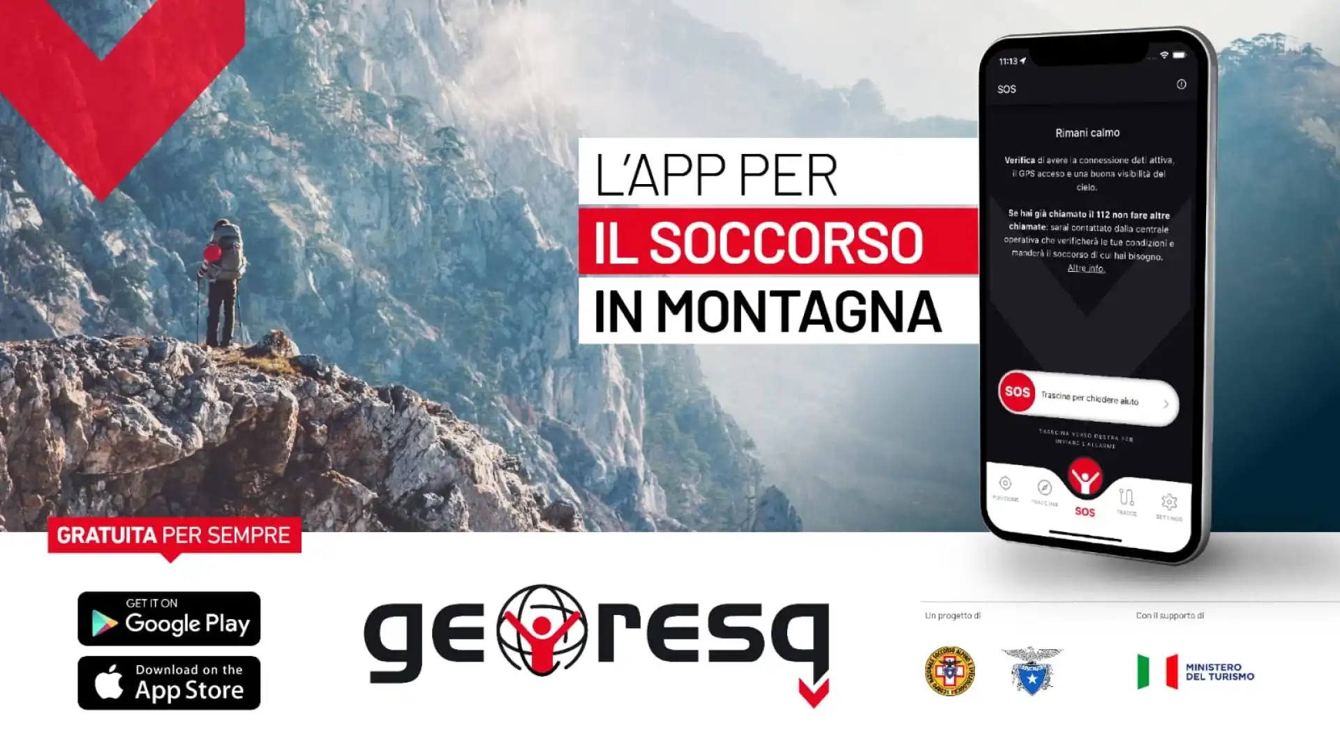 L’App per il soccorso in Montagna diventa gratuita per tutti.